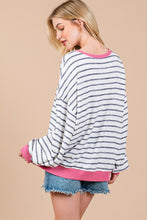 Load image into Gallery viewer, Ces Femme Striped Round Neck Drop Shoulder Sweatshirt