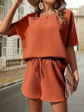 Load image into Gallery viewer, Waffle-Knit Half Sleeve Top and Shorts Set