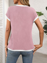 Load image into Gallery viewer, Contrast Trim Round Neck Short Sleeve T-Shirt