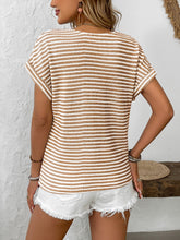 Load image into Gallery viewer, Striped V-Neck Short Sleeve T-Shirt