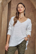 Load image into Gallery viewer, ADORA High-Low Side Slit V-Neck Sweater