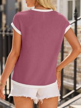 Load image into Gallery viewer, Contrast Trim Round Neck Short Sleeve T-Shirt