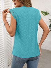 Load image into Gallery viewer, Lace Detail Round Neck Cap Sleeve Top