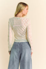Load image into Gallery viewer, Davi & Dani Bow Mesh Round Neck Long Sleeve Top