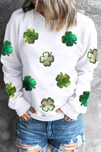 Load image into Gallery viewer, Lucky Clover Round Neck Long Sleeve Sweatshirt