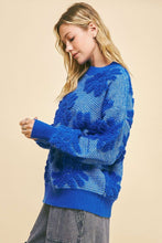 Load image into Gallery viewer, Davi & Dani Flower Texture Round Neck Dropped Shoulder Sweater