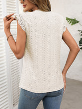 Load image into Gallery viewer, Lace Detail Round Neck Cap Sleeve Top