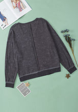 Load image into Gallery viewer, Waffle-Knit Notched Long Sleeve Sweatshirt
