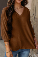 Load image into Gallery viewer, Texture V-Neck Long Sleeve Top