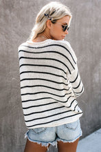 Load image into Gallery viewer, Striped Round Neck Drop Shoulder Sweater
