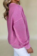 Load image into Gallery viewer, Notched Drop Shoulder Long Sleeve Sweatshirt