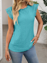 Load image into Gallery viewer, Lace Detail Round Neck Cap Sleeve Top