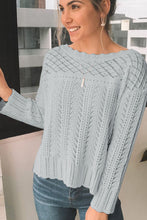 Load image into Gallery viewer, Openwork Round Neck Long Sleeve Knit Top