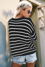 Load image into Gallery viewer, Striped Round Neck Drop Shoulder Sweater