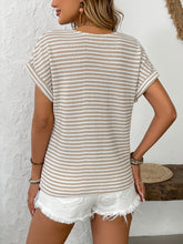 Load image into Gallery viewer, Striped V-Neck Short Sleeve T-Shirt