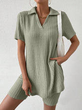 Load image into Gallery viewer, Johnny Collar Short Sleeve Top and Shorts Set