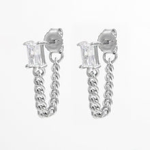 Load image into Gallery viewer, 925 Sterling Silver Zircon Chain Earrings