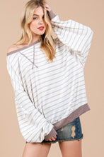 Load image into Gallery viewer, Ces Femme Striped Round Neck Drop Shoulder Sweatshirt