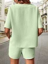 Load image into Gallery viewer, Waffle-Knit Half Sleeve Top and Shorts Set