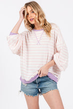 Load image into Gallery viewer, Ces Femme Striped Round Neck Drop Shoulder Sweatshirt