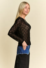 Load image into Gallery viewer, Davi & Dani Bow Mesh Round Neck Long Sleeve Top