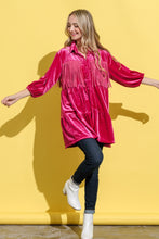 Load image into Gallery viewer, And The Why Fringe Detailed Velvet Shirt Dress