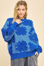 Load image into Gallery viewer, Davi & Dani Flower Texture Round Neck Dropped Shoulder Sweater