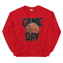 Load image into Gallery viewer, Basketball Faux Glitter Game Day Unisex Sweatshirt