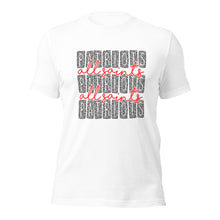 Load image into Gallery viewer, All Saints Patriots Dalmation Font Unisex t-shirt