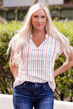 Load image into Gallery viewer, Multicolored Stripe Notched Neck Blouse