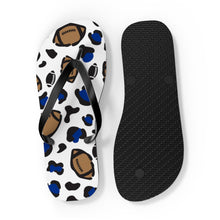 Load image into Gallery viewer, Football White and Blue Flip Flops