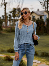 Load image into Gallery viewer, Round Neck Button-Down Long Sleeve Tee