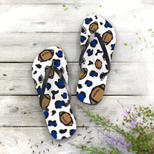 Load image into Gallery viewer, Football White and Blue Flip Flops