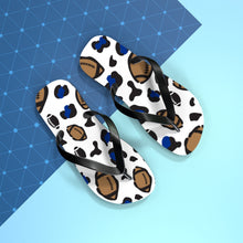 Load image into Gallery viewer, Football White and Blue Flip Flops
