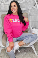 Load image into Gallery viewer, Teach Color Block Letter Sweatshirt