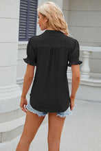 Load image into Gallery viewer, Eyelet Johnny Collar Short Sleeve Blouse