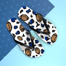 Load image into Gallery viewer, Football White and Blue Flip Flops