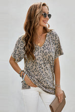 Load image into Gallery viewer, Leopard V-Neck Tee with Pocket
