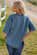 Load image into Gallery viewer, Textured V-Neck Half Sleeve Blouse