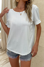 Load image into Gallery viewer, Round Neck Ruffled Short Sleeve Blouse