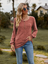 Load image into Gallery viewer, Round Neck Button-Down Long Sleeve Tee