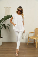 Load image into Gallery viewer, Swiss Dot Round Neck Tiered Blouse