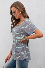 Load image into Gallery viewer, Leopard V-Neck Tee with Pocket