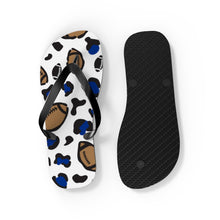 Load image into Gallery viewer, Football White and Blue Flip Flops