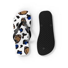 Load image into Gallery viewer, Football White and Blue Flip Flops