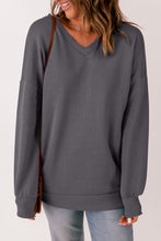 Load image into Gallery viewer, V-Neck Dropped Shoulder Sweatshirt