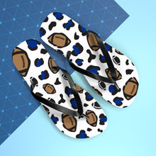 Load image into Gallery viewer, Football White and Blue Flip Flops