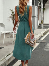 Load image into Gallery viewer, Surplice Neck Pleated Detail Sleeveless Dress