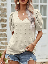 Load image into Gallery viewer, Swiss Dot Short Puff Sleeve Top