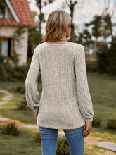 Load image into Gallery viewer, Round Neck Button-Down Long Sleeve Tee